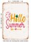 DECORATIVE METAL SIGN - Hello Summer - 5 - Vintage Rusty Look